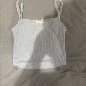 Chic Light Blue Camisole with Lace Accents